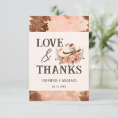 Carte De Remerciements Mariage Occidental Remerciement Cuir Rose (Debout devant)