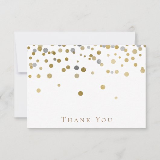 Carte de remerciements Mariage or et argent (Devant)