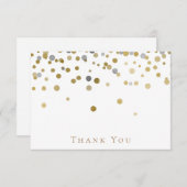 Carte de remerciements Mariage or et argent (Devant / Derrière)