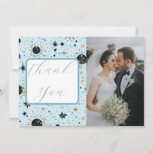 Carte De Remerciements Mariage Or Noir Soleil Lune Étoiles Céleste
