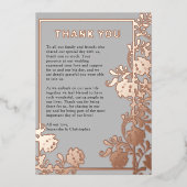 Carte de remerciements Mariage or Rose moderne (Recto)