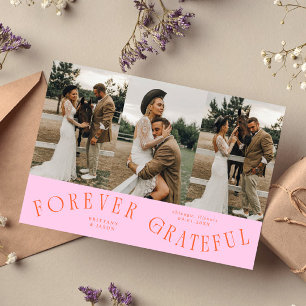 Carte De Remerciements Mariage Orange Rose Multi Photo Forever Grateful 