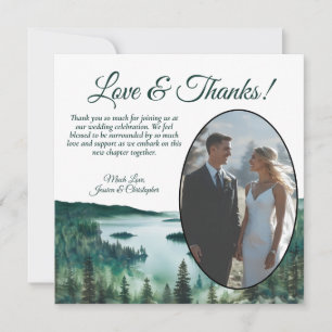 Carte De Remerciements Mariage ovale en aquarelle du lac Tahoe rustique
