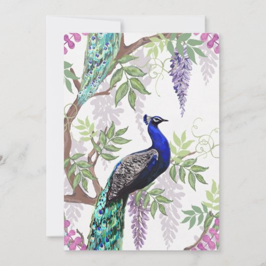 Carte De Remerciements Mariage Paon Enregistrer La Date (Dos)