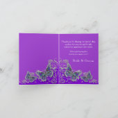 Carte De Remerciements Mariage papillon bleu argent pourpre (Intérieur)