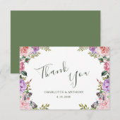 Carte De Remerciements Mariage papillon floral de jardin secret (Devant / Derrière)