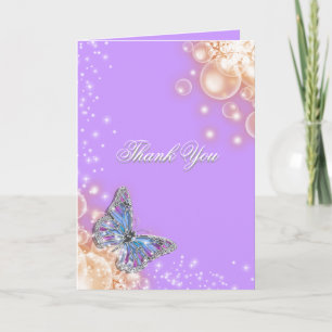 Carte De Remerciements Mariage papillon violet