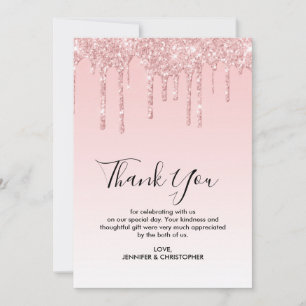 Carte De Remerciements Mariage Parties scintillant moderne tendance rose
