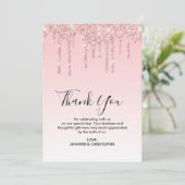 Carte De Remerciements Mariage Parties scintillant moderne tendance rose (Debout devant)