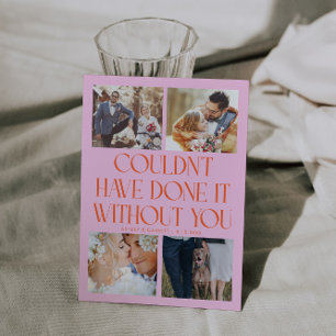 Carte De Remerciements Mariage Pas Sans Vous 4-Photo Orange Rose