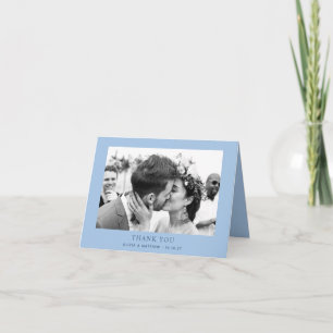 Carte De Remerciements Mariage Pastel Bleu Ciel Photo Moderne Côtière
