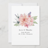 Carte De Remerciements Mariage Pastel Blush Pink Dahlia (Devant)