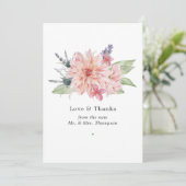 Carte De Remerciements Mariage Pastel Blush Pink Dahlia (Debout devant)