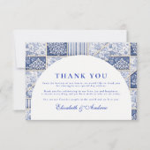 Carte De Remerciements Mariage Patchwork Toile Bleu de Delft (Devant)
