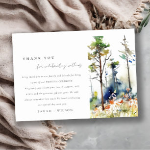Carte De Remerciements Mariage paysager Chic Watercolor Pine Forest