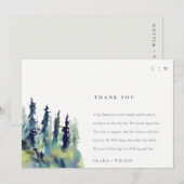 Carte De Remerciements Mariage paysager minimal de pin doux (Devant / Derrière)