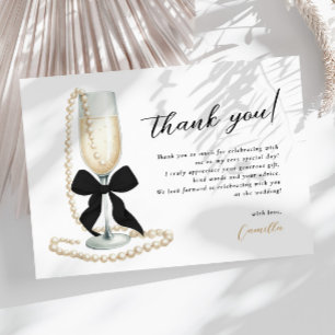 Carte De Remerciements Mariage Pearl & Prosecco Noir
