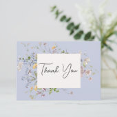 Carte De Remerciements Mariage périphérique Boho Fleurs sauvages Delicate (Debout devant)