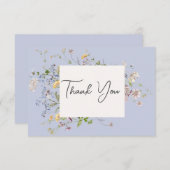 Carte De Remerciements Mariage périphérique Boho Fleurs sauvages Delicate (Devant / Derrière)