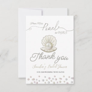 Carte De Remerciements Mariage Perle & Coquillage Pearlcore de Mlle à Mme