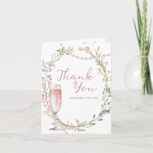 Carte De Remerciements Mariage Perles et Prosecco Fleurs sauvages