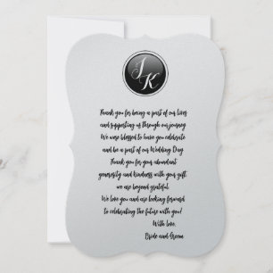 Carte de remerciements mariage personnalisé