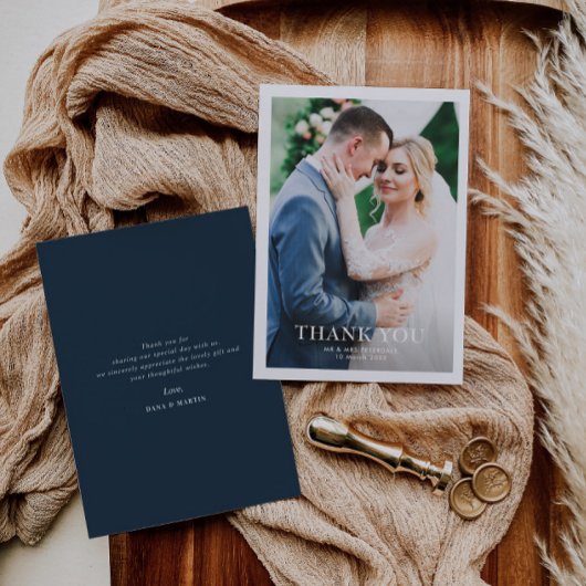 Carte De Remerciements mariage personnalisé aux frontières blanches moder