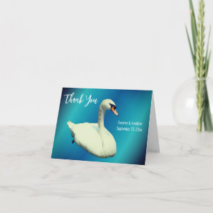 Carte De Remerciements Mariage personnalisé du cygne blanc