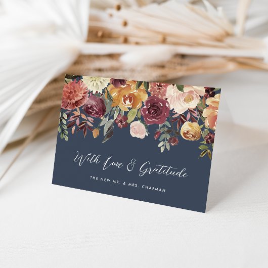 Carte De Remerciements Mariage personnalisé en fleur rustique