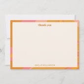 Carte De Remerciements Mariage personnalisé Jaune Orange Rose Marble (Devant)