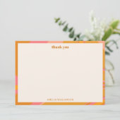 Carte De Remerciements Mariage personnalisé Jaune Orange Rose Marble (Debout devant)