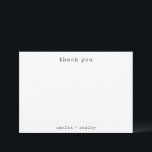Carte De Remerciements Mariage personnalisé minimaliste Retro Typewriter<br><div class="desc">Tapis minimaliste Retro noir et blanc Carte de remerciements de mariage personnalisé</div>