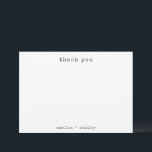 Carte De Remerciements Mariage personnalisé minimaliste Retro Typewriter<br><div class="desc">Tapis minimaliste Retro noir et blanc Carte de remerciements de mariage personnalisé</div>