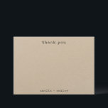 Carte De Remerciements Mariage personnalisé minimaliste Retro Typewriter<br><div class="desc">Tapis minimaliste Retro Papier Kraft noir et blanc Carte de remerciements de mariage personnalisé</div>