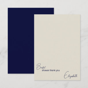 Carte De Remerciements Mariage personnalisé Navy et Crème Vide Bridal Sho
