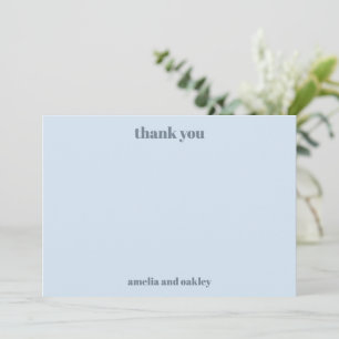 Carte De Remerciements Mariage Personnalisé Rétro Bleu Doux Minimaliste G