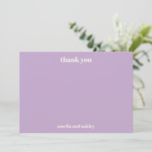 Carte De Remerciements Mariage personnalisé rétro lavande minimaliste gra
