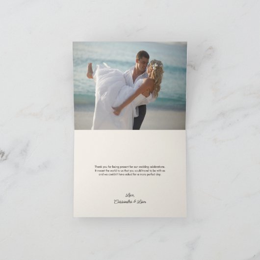 Carte De Remerciements Mariage Photo 2 Photo Plage Thème (Intérieur)