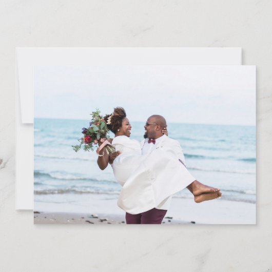 Carte De Remerciements Mariage photo à cadre bleu poussiéreux (Dos)