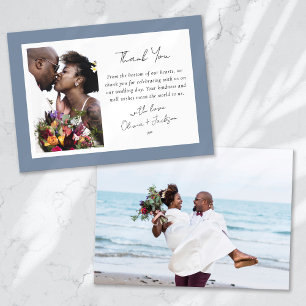 Carte De Remerciements Mariage photo à cadre bleu poussiéreux