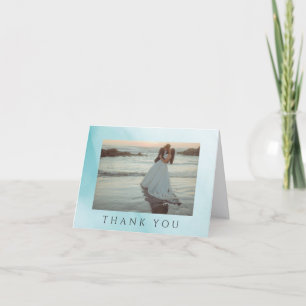Carte De Remerciements Mariage photo abstrait minimaliste sarcelle modern
