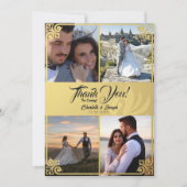 Carte De Remerciements Mariage photo Art déco moderne Gold Swan 4 (Devant)