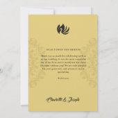 Carte De Remerciements Mariage photo Art déco moderne Gold Swan 4 (Dos)