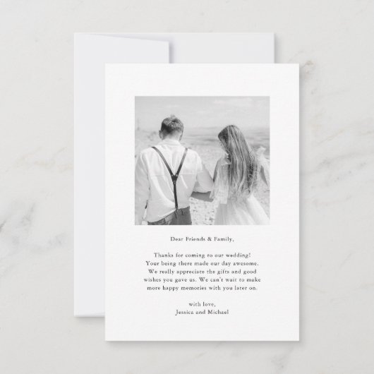 Carte De Remerciements Mariage photo Black Bow (Dos)