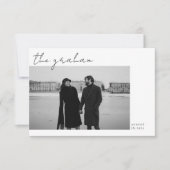 Carte De Remerciements Mariage photo Black White Script moderne (Devant)