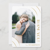 Carte De Remerciements Mariage photo blanc chic (Devant)