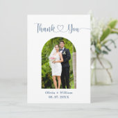 Carte De Remerciements Mariage photo bleu Dusty (Debout devant)