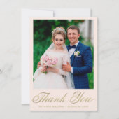 Carte De Remerciements Mariage Photo Blush Elegant Gold Script (Devant)