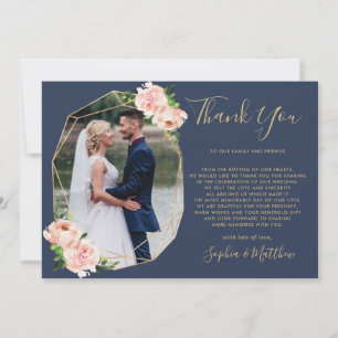 Carte De Remerciements Mariage photo Blush Floral Gold