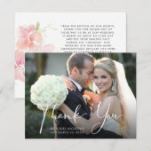Carte De Remerciements Mariage Photo Blush Pink Floral (Devant / Derrière)